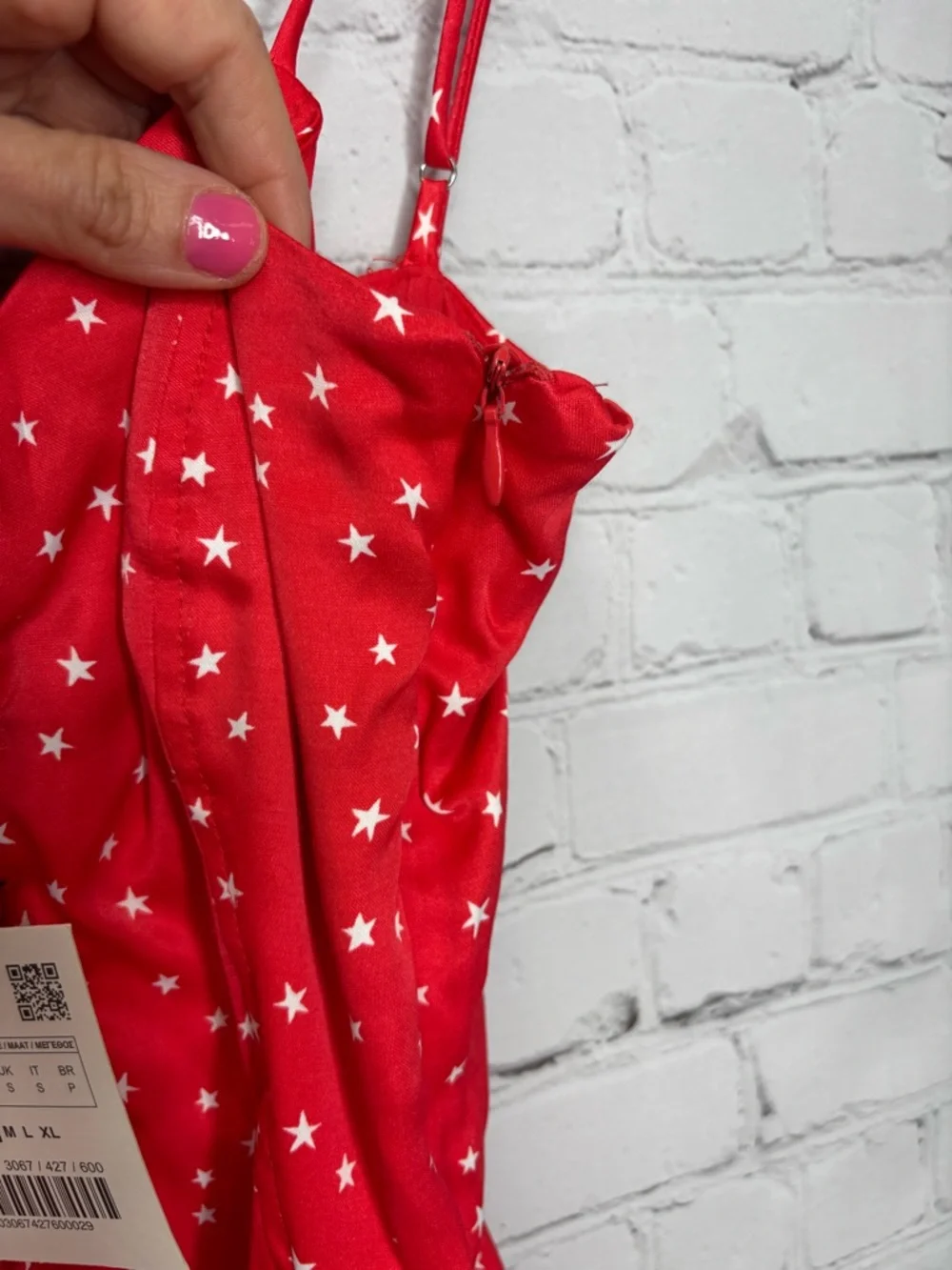 New Zara Satin Effect Stars Bodysuit Red Small NWT - Picture 7 of 8